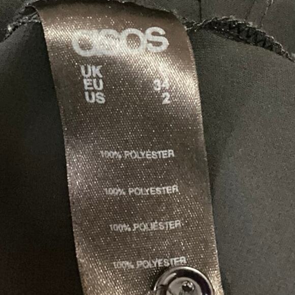 ASOS Black Sheer 3/4 Sleeve Lightweight V Neck Casual Wrap Blouse Top Size 2 - Picture 4 of 4